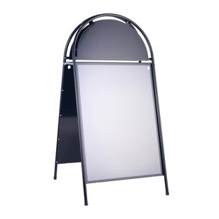 Kundenstopper A1 Stahl STEEL-STOP mit Topschild  | schwarz 