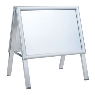 Kundenstopper SOLID-STOP A3 Outdoor, 25 mm Profil, Gehrungsecken Querformat  | silber 
