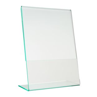 L-Aufsteller mit Glasoptik, PMMA (Acryl), transparent A6  | Hochformat 