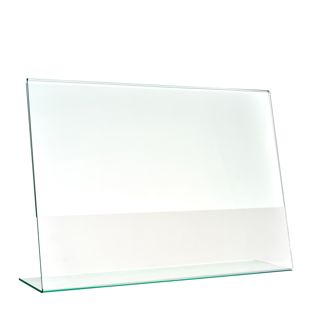 L-Aufsteller mit Glasoptik, PMMA (Acryl), transparent A4  | Querformat 