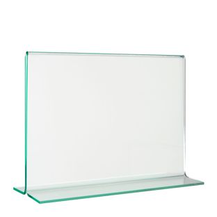 T-Aufsteller mit Glasoptik, PMMA (Acryl), transparent A6  | Querformat 