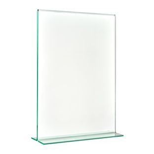 T-Aufsteller mit Glasoptik, PMMA (Acryl), transparent A5  | Hochformat 