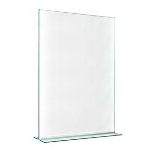 T-Aufsteller mit Glasoptik, PMMA (Acryl), transparent A4  | Hochformat 