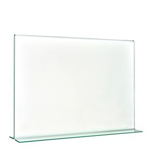 T-Aufsteller mit Glasoptik, PMMA (Acryl), transparent A4  | Querformat 