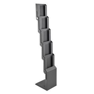 Prospektständer CONCORD faltbar, 5x A4 mit Tasche, silber 