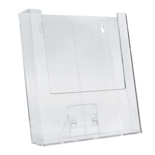 Prospekthalter Wand/ Stand, Polystyrol, Taymar 1 x A4  | Hochformat 