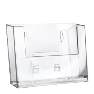Prospekthalter Wand/ Stand, Polystyrol, Taymar 1 x A6  | Querformat 