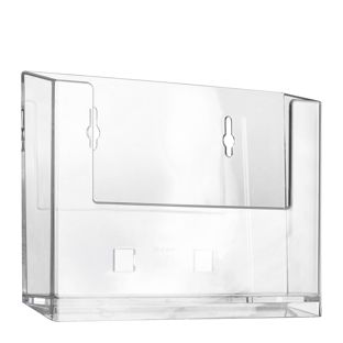 Wandprospekthalter, Polystyrol, transparent, Taymar 1 x A6  | Querformat 