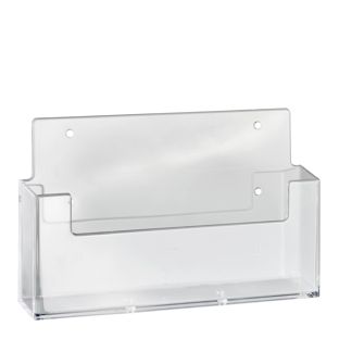 Wandprospekthalter, Polystyrol, transparent, Taymar 1 x A5 + 1/3 A4  | Querformat 