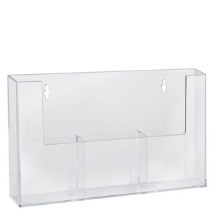 Wandprospekthalter, Fächer parallel, Polystyrol, transparent, Taymar 