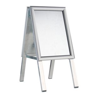 Kundenstopper SOLID-STOP A4 Outdoor, 25 mm Profil, Gehrungsecken, silber 