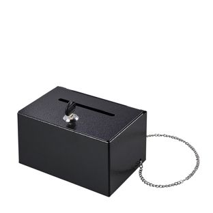 Spendenbox abschließbar, Metall schwarz 