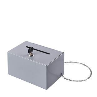 Spendenbox abschließbar, Metall grau 