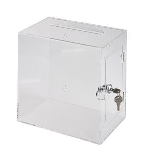 abschließbare Spendenbox HQ, Acryl transparent 