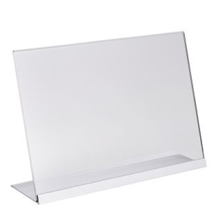 L-Aufsteller Acryl mit Aluminiumfuß A4  | transparent|silber 