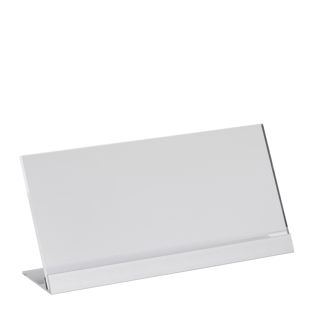 L-Aufsteller Acryl mit Aluminiumfuß transparent, silber | 1/3 A4 (100 x 210 mm)