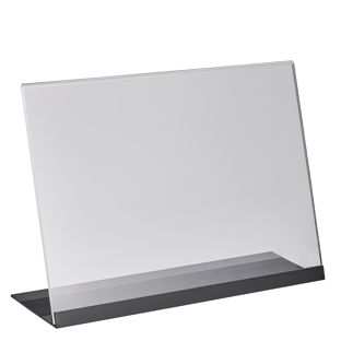 L-Aufsteller Acryl mit Aluminiumfuß transparent, schwarz | A4