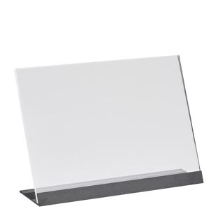 L-Aufsteller Acryl mit Aluminiumfuß transparent, schwarz | A5