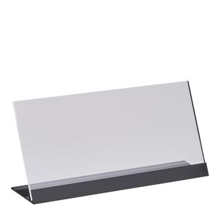 L-Aufsteller Acryl mit Aluminiumfuß 1/3 A4 (100 x 210 mm)  | transparent|schwarz 