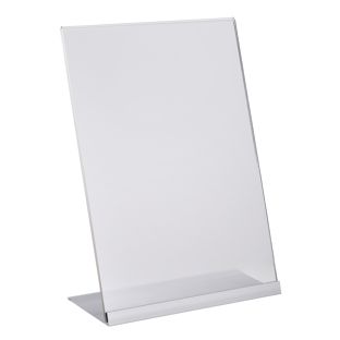 L-Aufsteller Acryl mit Aluminiumfuß A4  | transparent|silber 