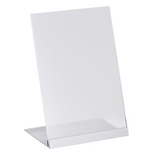 L-Aufsteller Acryl mit Aluminiumfuß A5  | transparent|silber 