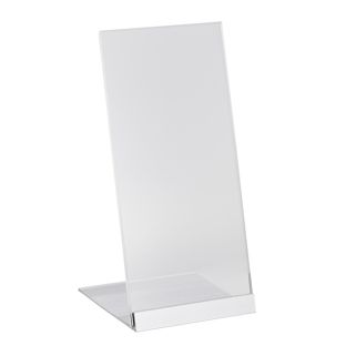 L-Aufsteller Acryl mit Aluminiumfuß 1/3 A4 (100 x 210 mm)  | transparent|silber 