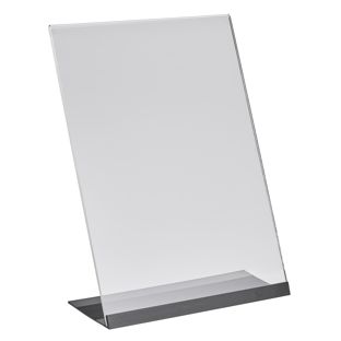 L-Aufsteller Acryl mit Aluminiumfuß A4  | transparent|schwarz 