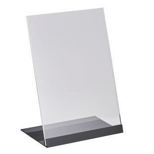 L-Aufsteller Acryl mit Aluminiumfuß A5  | transparent|schwarz 