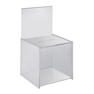 Spendenbox, mit Infoschild 203x375 mm, Acryl 