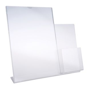 L-Ständer A4 Hochformat mit separatem Prospektfach 1/3 A4 