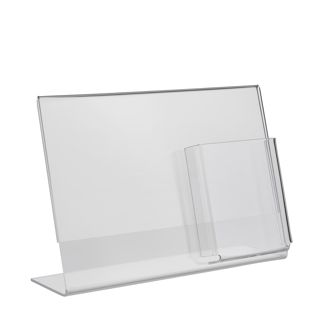 L-Aufsteller mit Extrafach PREMIUM, Acryl A4 + 1/3 A4  | Querformat 