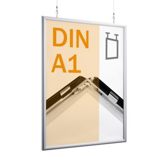 Klapprahmen doppelseitig A1, mit Deckenabhängung, silber 