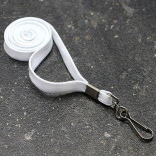 Lanyard, 10 mm breit weiß  | mit drehbarem Metallhaken 