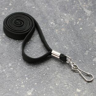 Lanyard, 10 mm breit schwarz  | mit drehbarem Metallhaken 