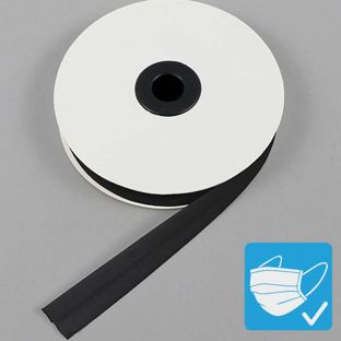 Schrägband, Baumwolle und Polyester, 20 mm (Rolle mit 25 m) schwarz 