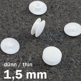 Druckösen Kunststoff, dünne Ausführung weiß  | 1.5 mm | 10 mm