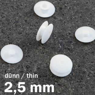 Druckösen Kunststoff, dünne Ausführung weiß  | 2.5 mm | 10 mm