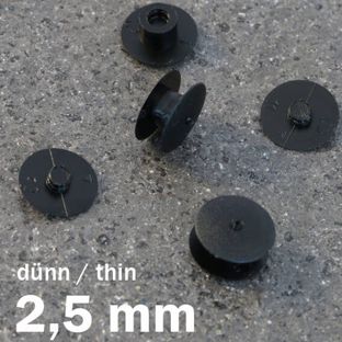 Druckösen Kunststoff, dünne Ausführung schwarz  | 2.5 mm | 10 mm