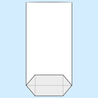 Kreuzbodenbeutel, OPP-Folie 210 x 370 mm 