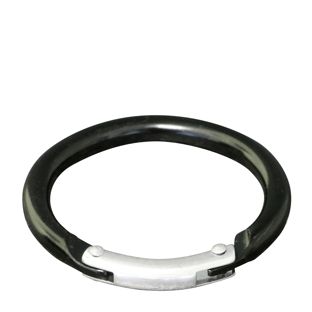 Karabinerhaken, rund, 38 mm, Aluminium, schwarz schwarz 