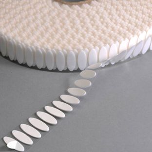 Klettpunkte oval, paarweise Haken und Flausch weiß  | 100 Paar 