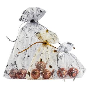 Organzasäckchen mit weihnachtlichem Motiv 