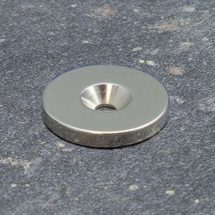 Scheibenmagnete aus Neodym mit Bohrung und Senkung 27 mm