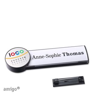 Namensschilder amigo® alu-print Nadel anthrazit  | circle  | anthrazit  | silber 