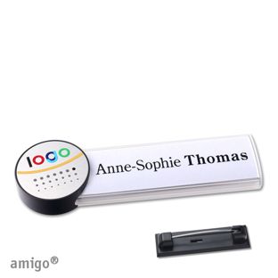 Namensschilder amigo® alu-print Nadel weiß  | circle  | anthrazit  | silber 