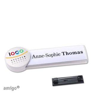 Namensschilder amigo® alu-print Nadel weiß  | circle  | weiß  | silber 