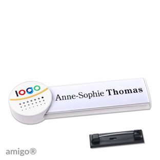 Namensschilder amigo® alu-print Nadel weiß  | circle  | weiß  | weiß 