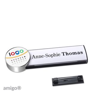 Namensschilder amigo® alu-print Nadel anthrazit  | circle  | chrom  | weiß 