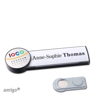 Namensschilder amigo® alu-print Magnet anthrazit  | smag® Magnet  | circle  | anthrazit  | silber 