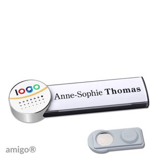 Namensschilder amigo® alu-print Magnet anthrazit  | smag® Magnet  | circle  | edelstahl  | weiß 